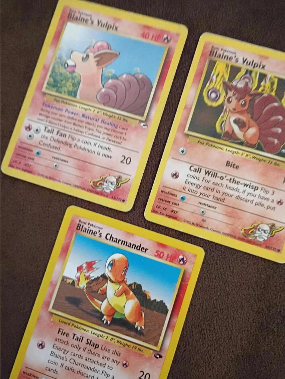 Pokemon Blaine's Vulpix & Charmander Card Lot Of 3